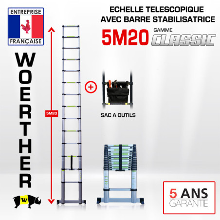 5m20 Teleskopleiter mit Stabilisator-Bar - klassischer Bereich