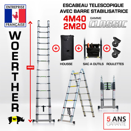 Taburete telescópico 4M40-2M20 con barra estabilizadora - CORRIO CLÁSICO