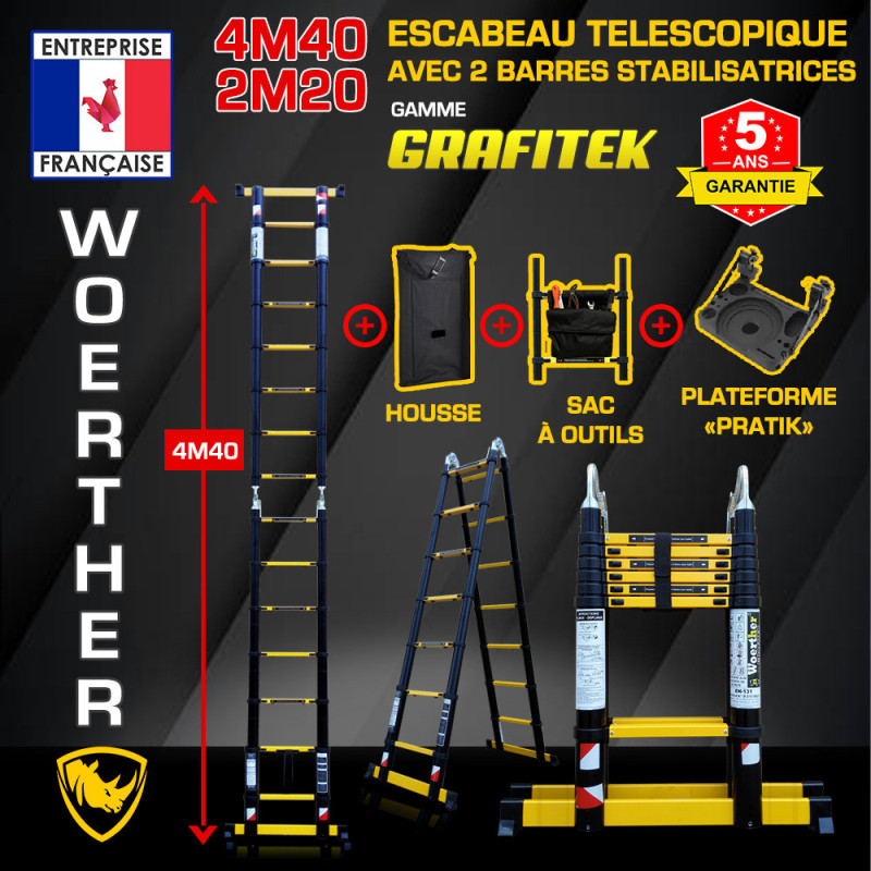 Escabeau télescopique 4,40 mètres