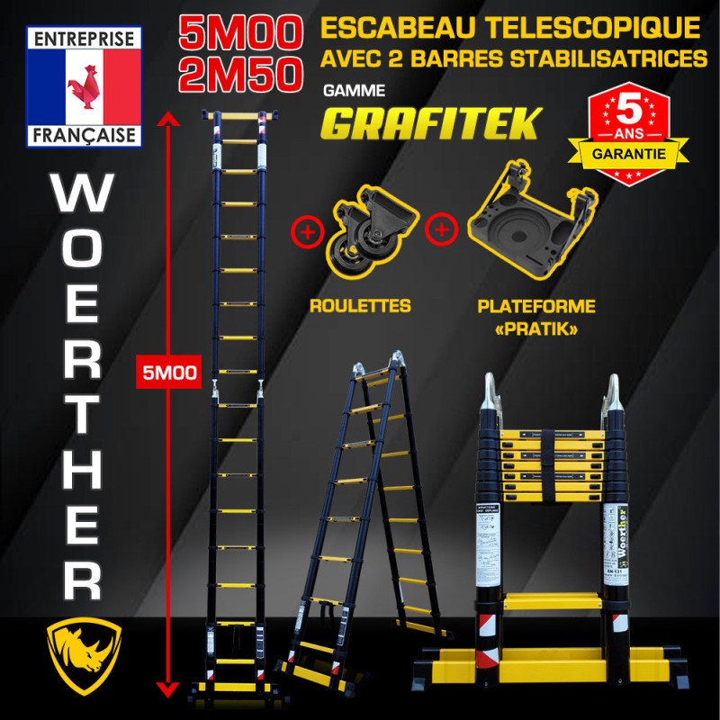 Escabeau télescopique 5 mètres