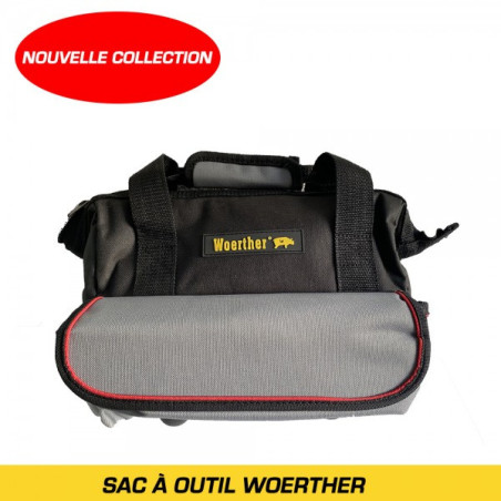 Wide pro tool bag with many storage pockets